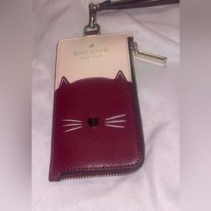 Kate Spade meow cat cardcase lanyard Card Case Holder